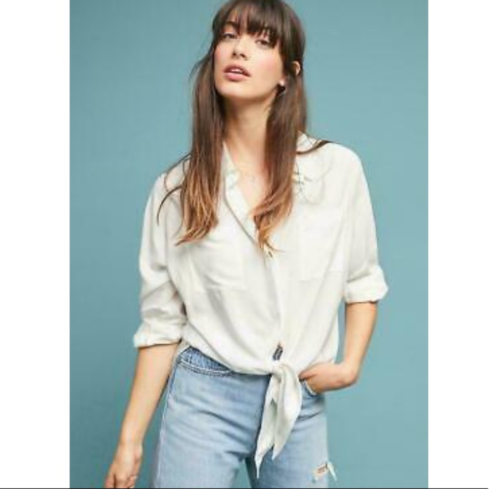 Anthropologie Maeve button up, tie front top
